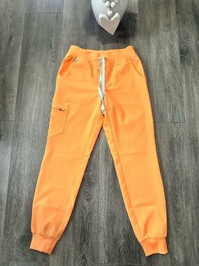 Figs Orange Jogger-Style Pants with Drawstring